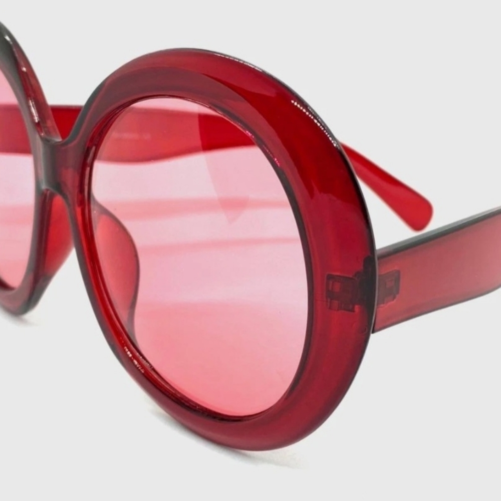 NEW Red Oversize Round Fashion Sunglasses - Picture 5 of 10